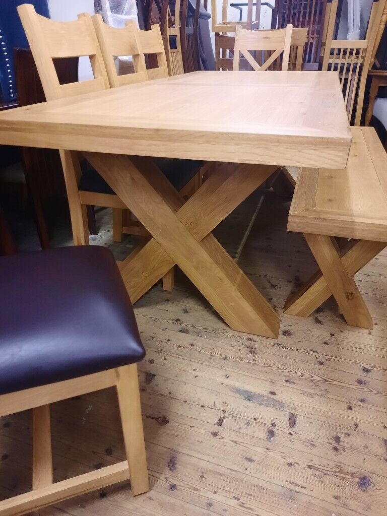 Oak x range dining table & Chairs 