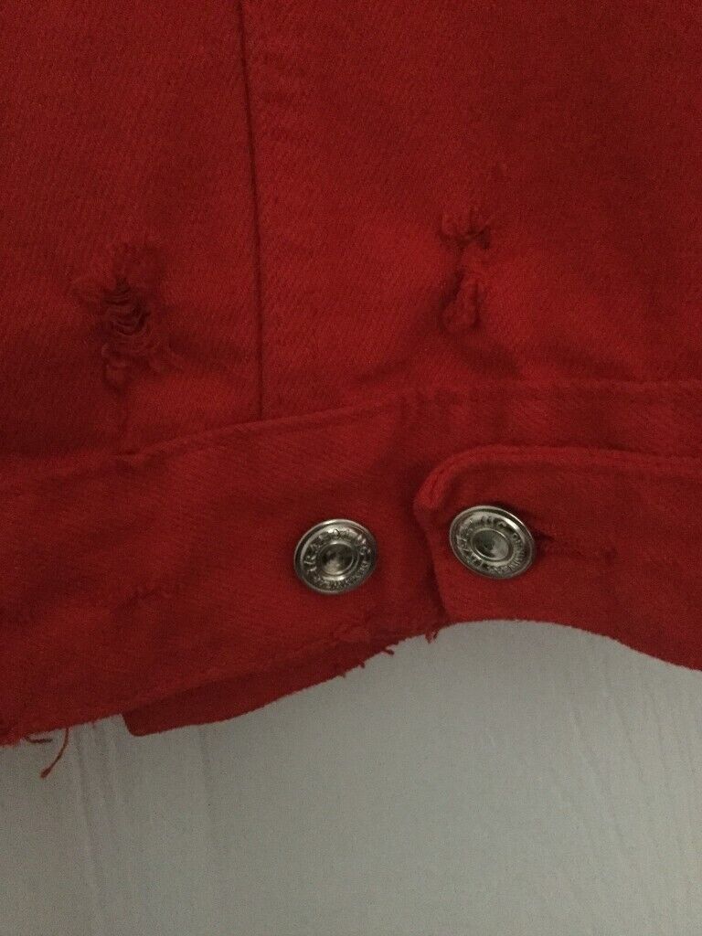 Zara red denim distressed jacket - still with tags