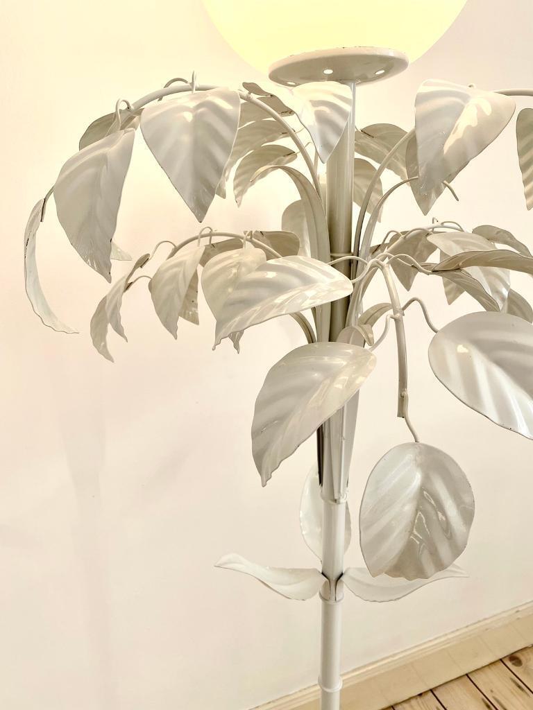 Sergio Terzani Italian 1970’s White Leaf Floor Lamp Glass Globe Light