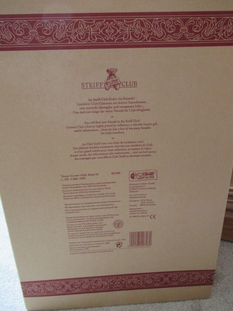 Steiff teddy clown 1926 replica - Limited Edition