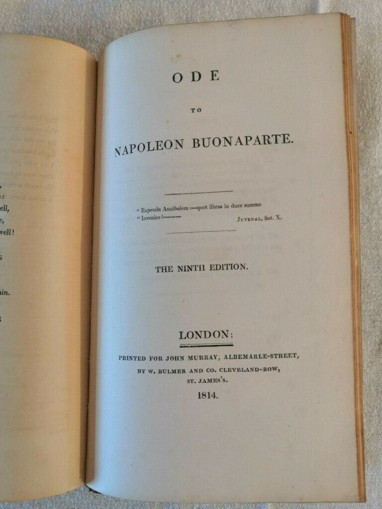 1814, Antique, Very Rare, Byron's Poems - Four Poems, Leather Bound Hardback