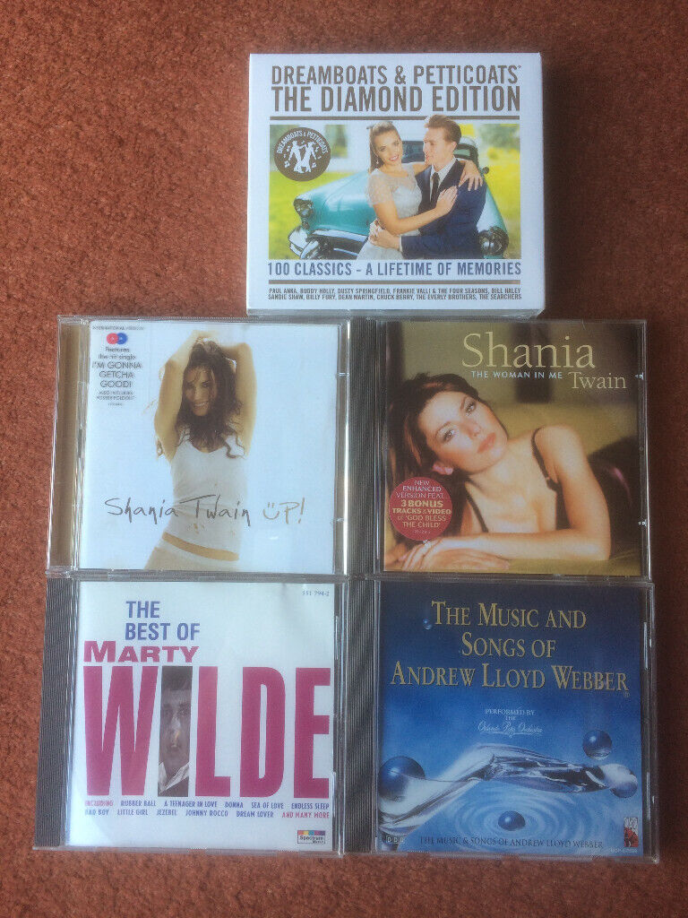 image for SHANIA TWAIN / DREAMBOATS & PETTICOATS / MARTY WILDE / ANDREW LLOYD WEBBER CDs