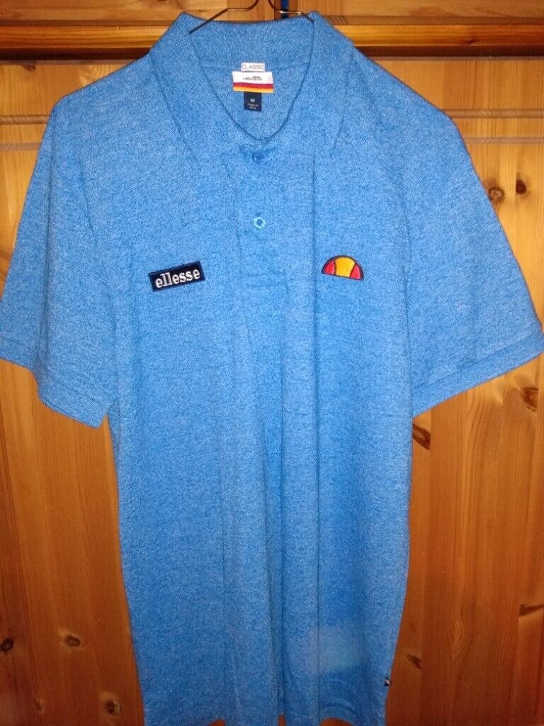 image for New Genuine Sample Ellesse Heritage - Marl Light Blue Polo Shirt Size Medium