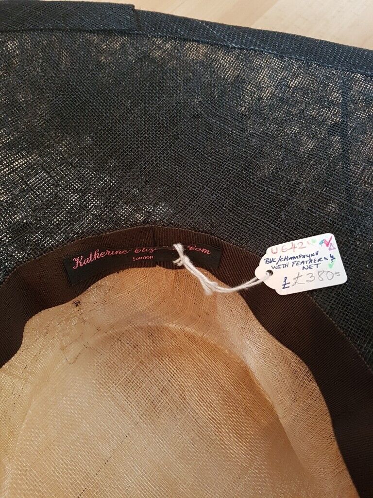 *NEW* Beautiful Women's Hat in black + champagne/ peach by KATHERINE ELIZABETH