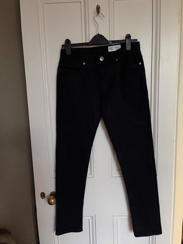 Denim co men’s black skinny jeans 30” waist 32 leg.inside measures 30 ...