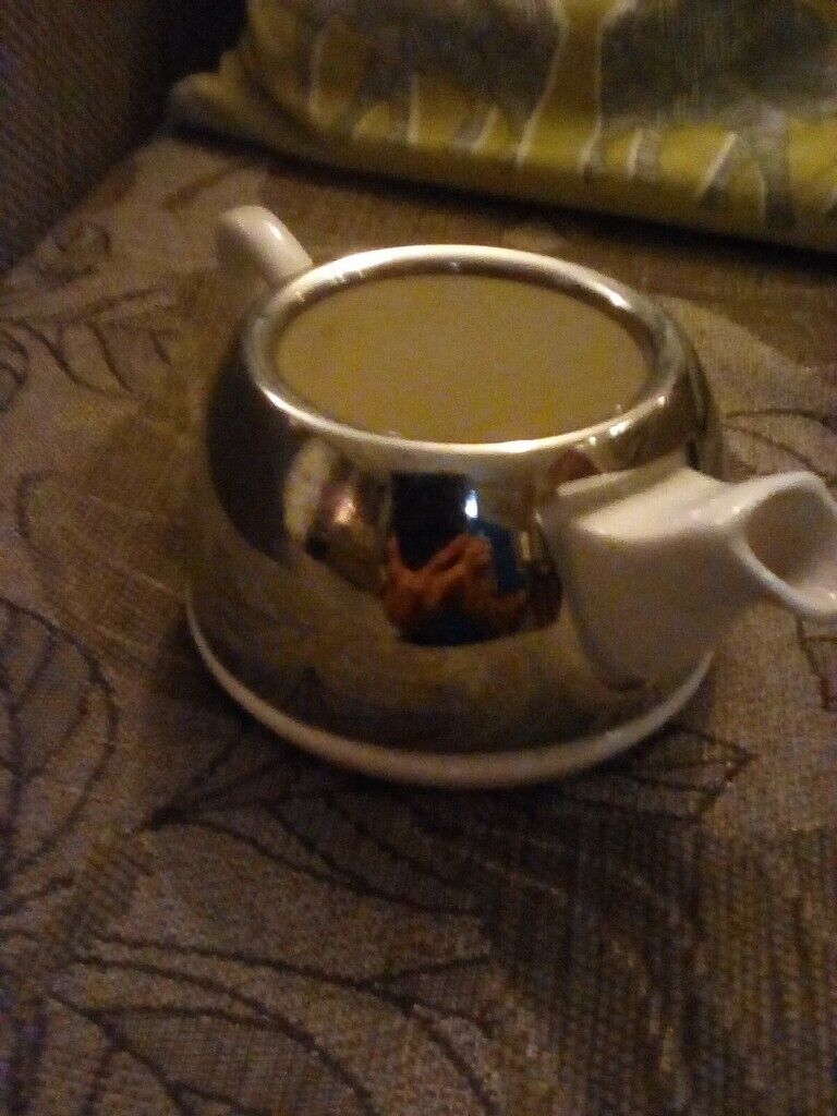 Art deco milk jug chrome and white