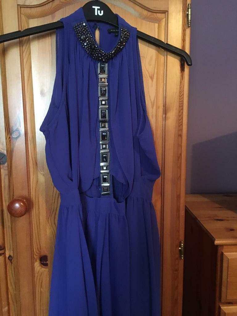 Royal Blue Chiffon Dress ( Size 12 ) £8