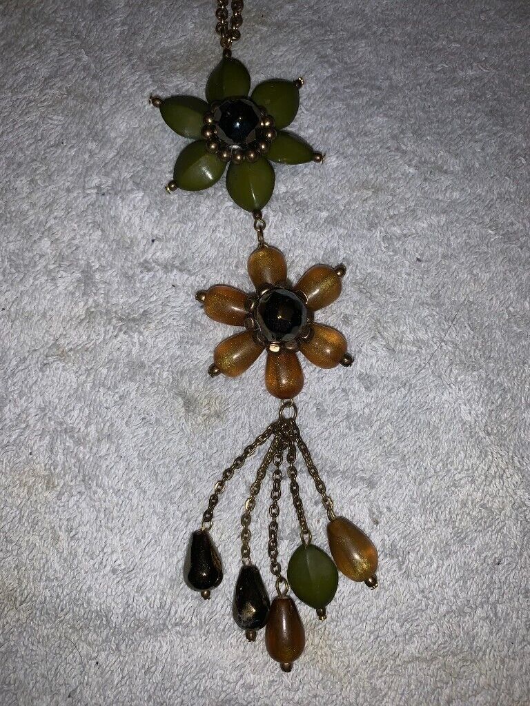 New Odile & Fleur Long Flower Bead Necklace IP1