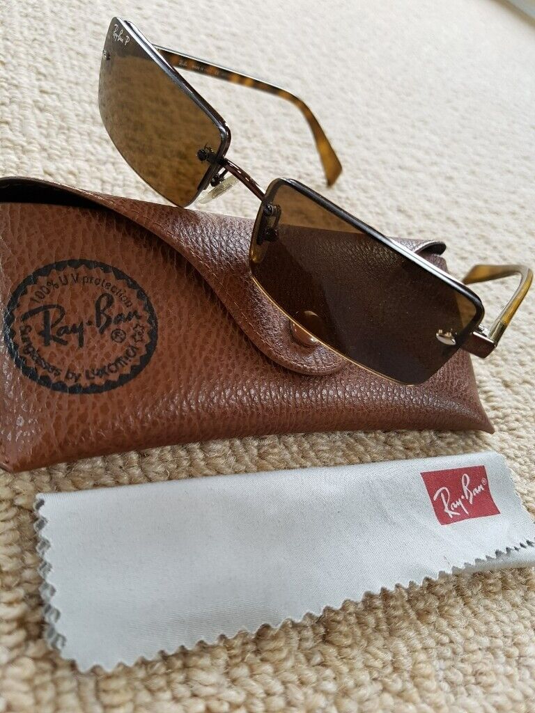 Vintage Ray Ban RB 3203 Side Street Combo Half Rimless Sunglasses