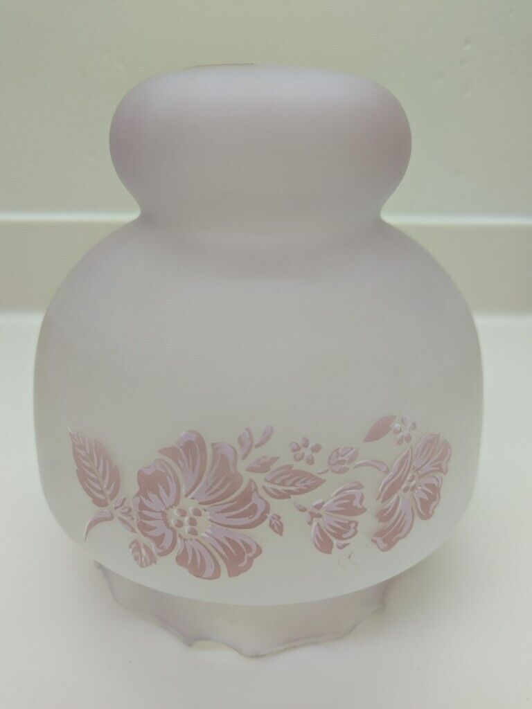 image for VINTAGE RUFFLE FROSTED GLASS CEILING PENDANT LIGHT SHADE PINK FLORAL 19.6cm H