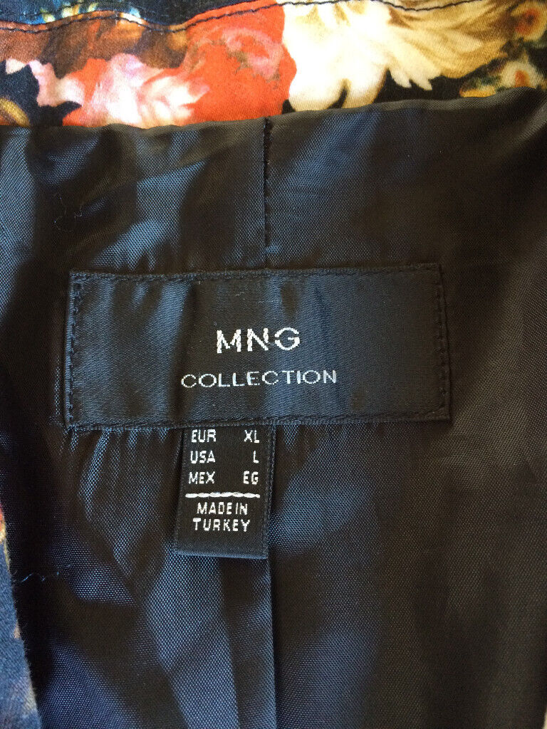 LADIES MNG COLLECTION (MANGO) FLORAL LINED JACKET SIZE XL