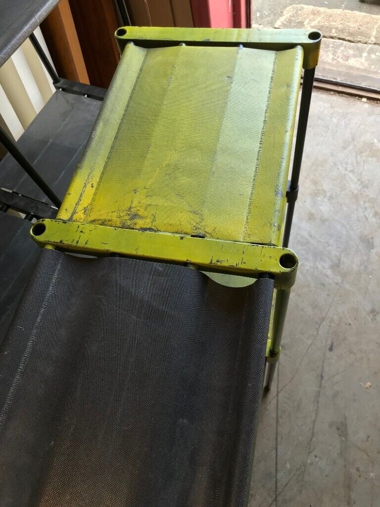 FOUR PLASTIC/MATERIAL DISPLAY STANDS GREEN/BLACK FOR SHOP RETAIL DISPLAY