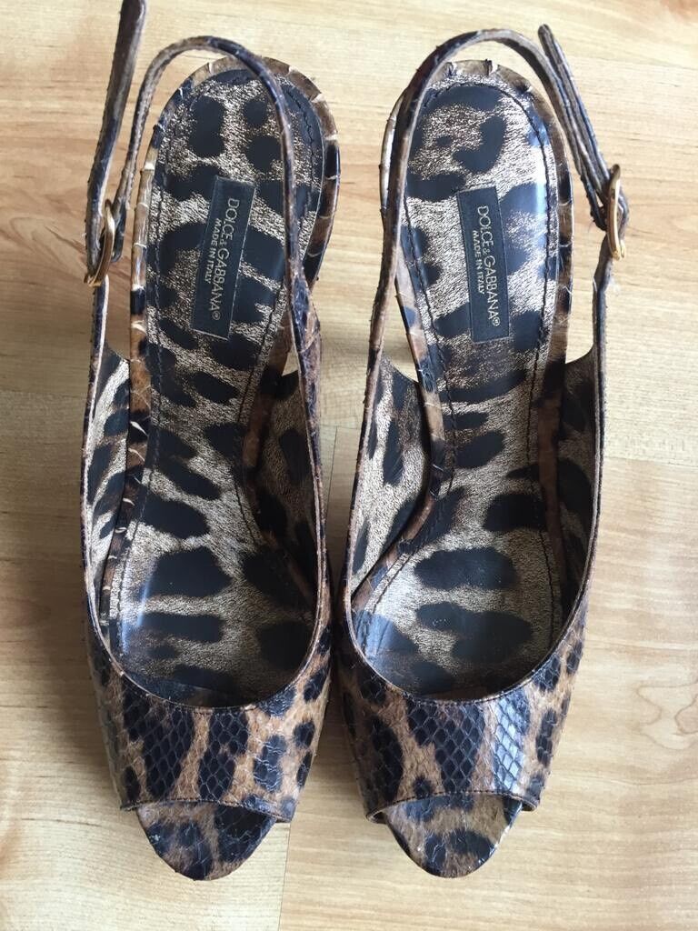 image for Dolce & Gabbana Leopard Print Slingback Heels- UK size 6