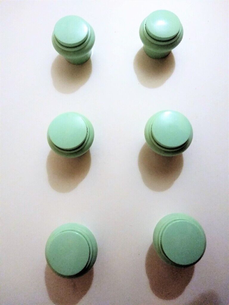 image for 6 New Cupboard Knobs for £1! Mint green plastic suits nursery furniture