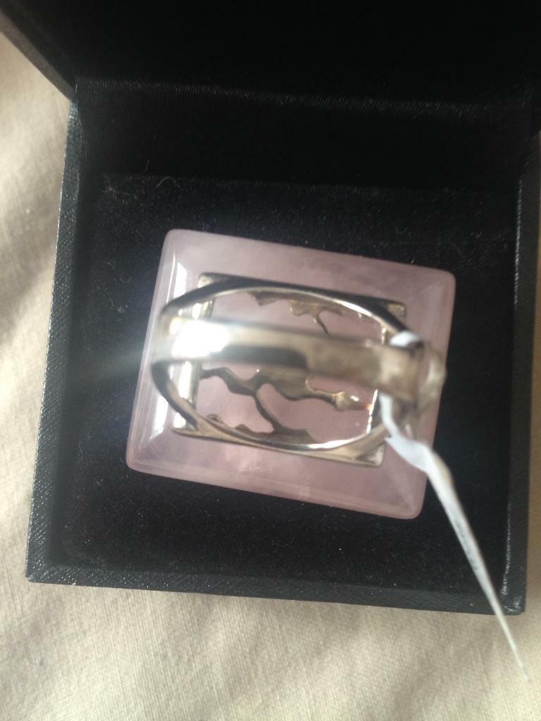 Rose Quartz and Silver ring size 7