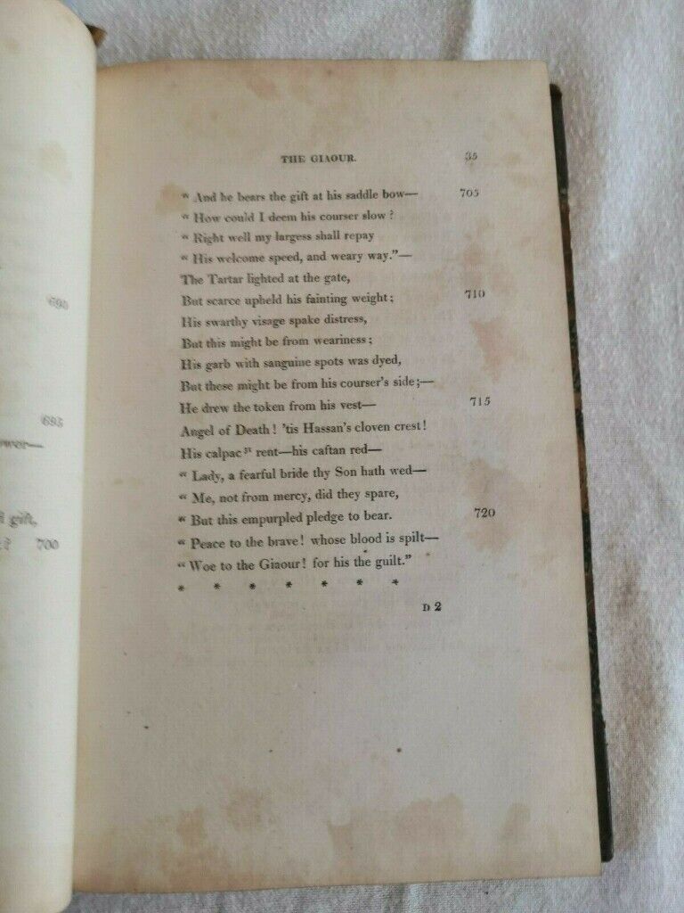 1814, Antique, Very Rare, Byron's Poems - Four Poems, Leather Bound Hardback