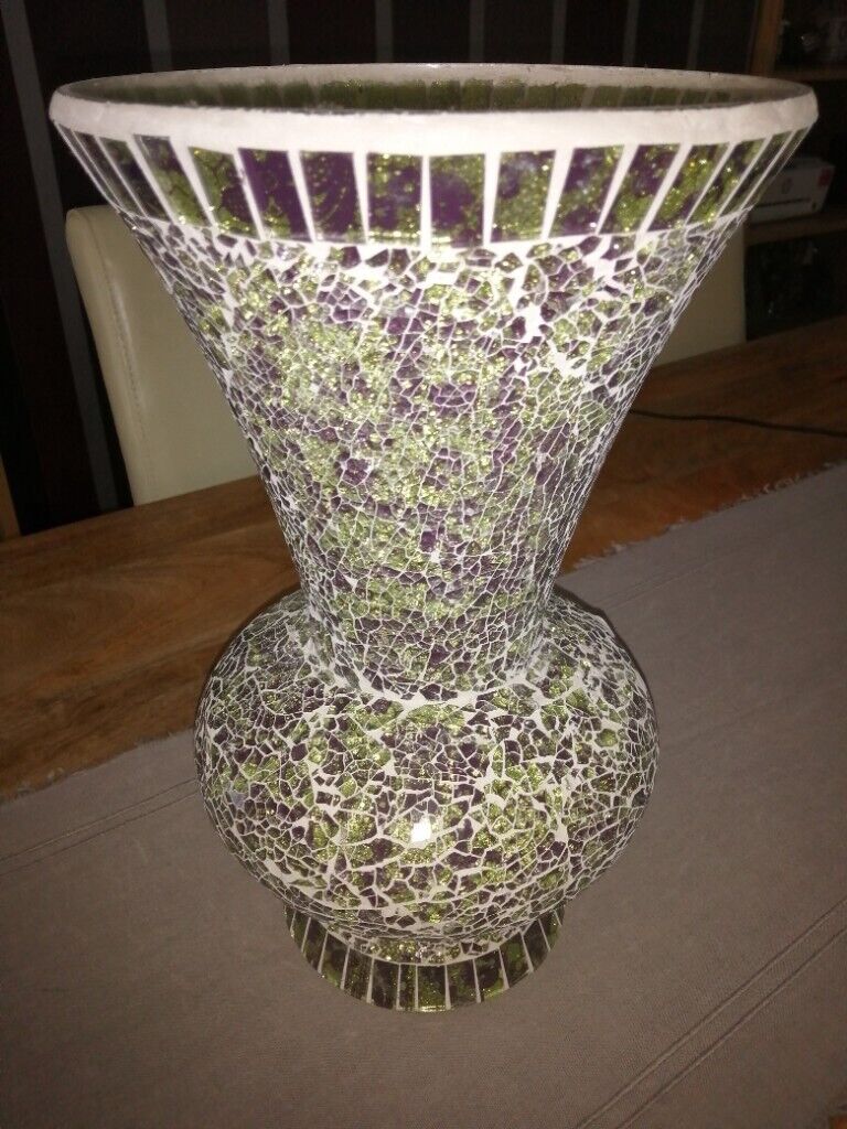 image for Large Mosaic Vase Purple, Green & White