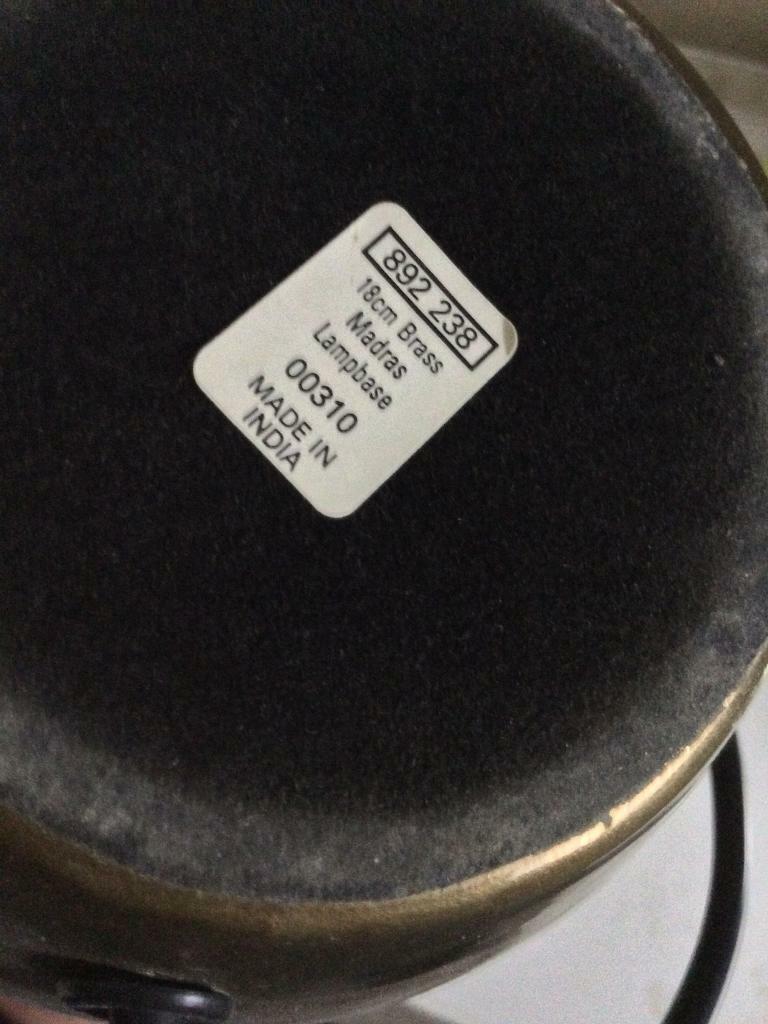 18cm Brass Madras lampbase.