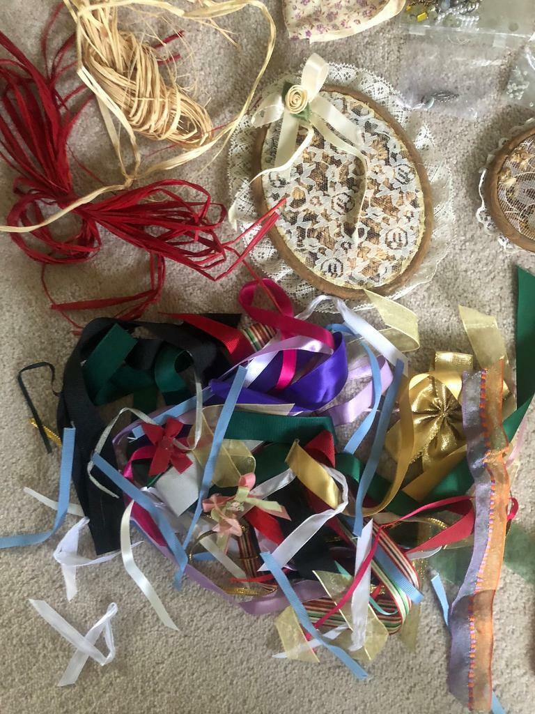 Craft items: Scrapbook Album, Ribbon, felt, lace, peg dolls, beads, sequins and more