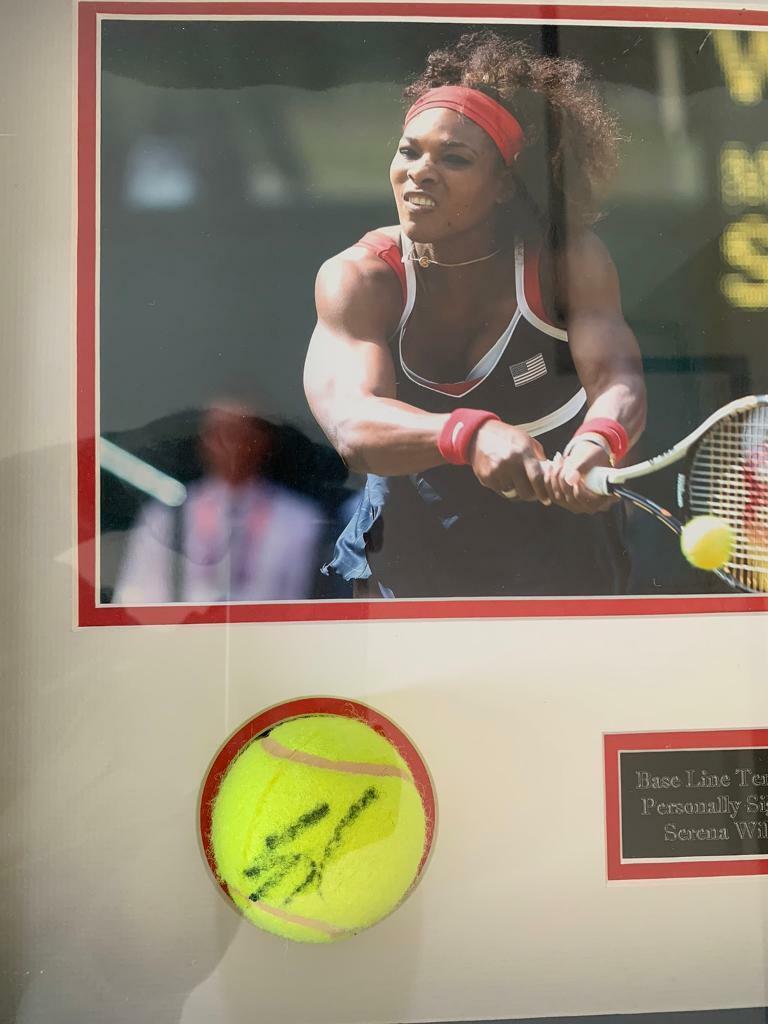 Serena Williams Hand Signed Ball Framed Display With Photo - Authenticity Guarantee CERTIFICATE