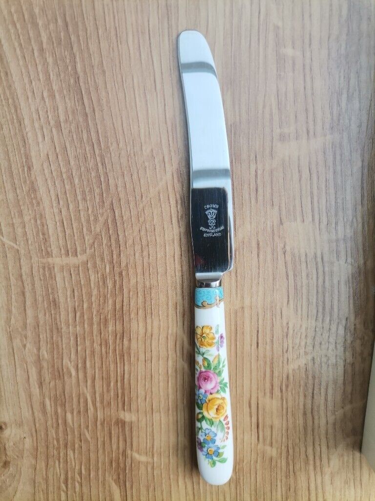 Vintage Floral Crown Staffordshire Butter Knife 