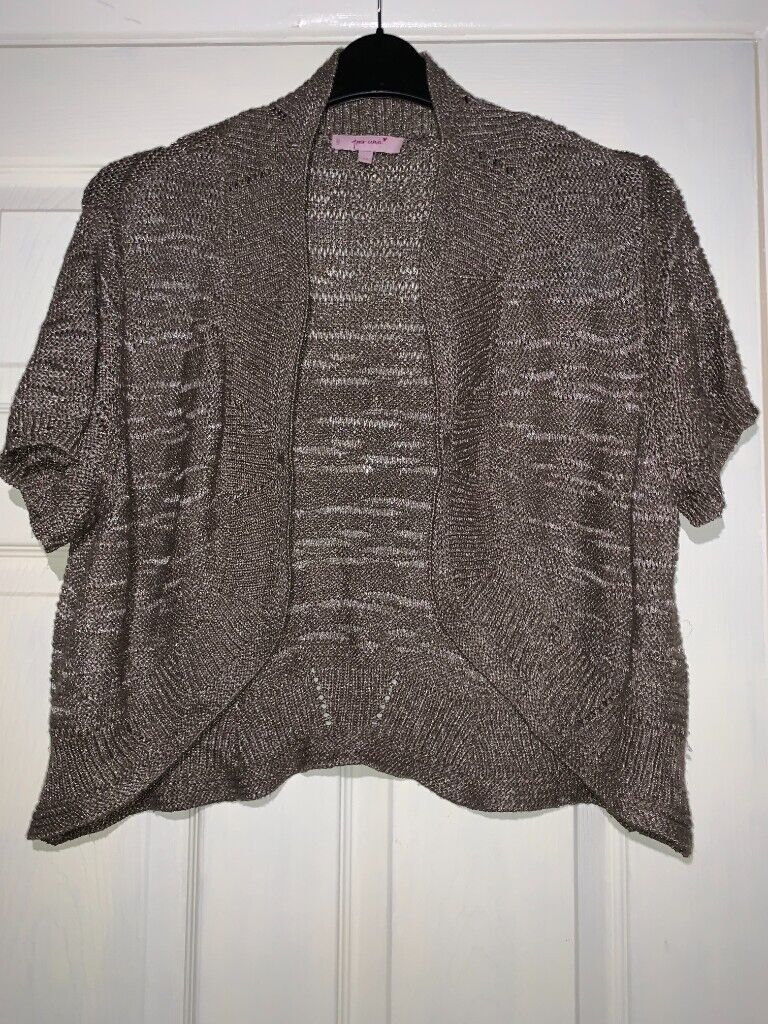 M&S Per Una Ladies Bronze Knitted Bolero Cardigan Size 22 IP1