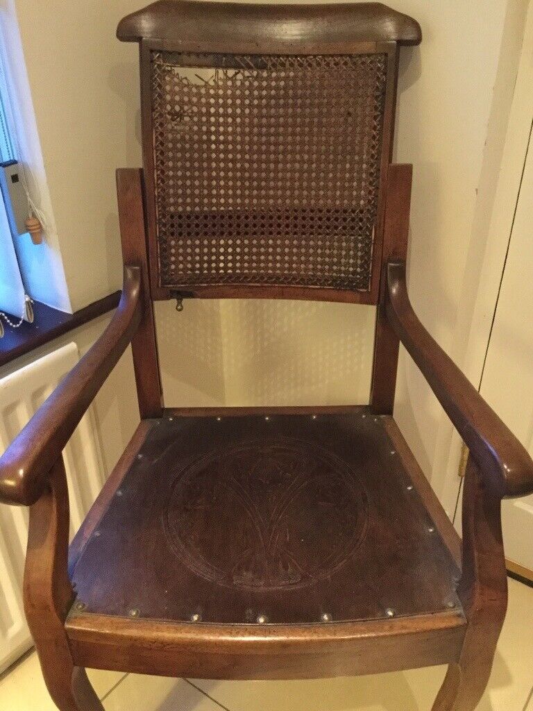 UNUSUAL ANTIQUE FRENCH CHAIR WITH RATTAN BACK