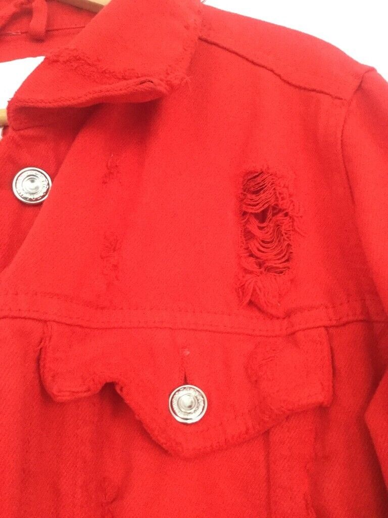 Zara red denim distressed jacket - still with tags