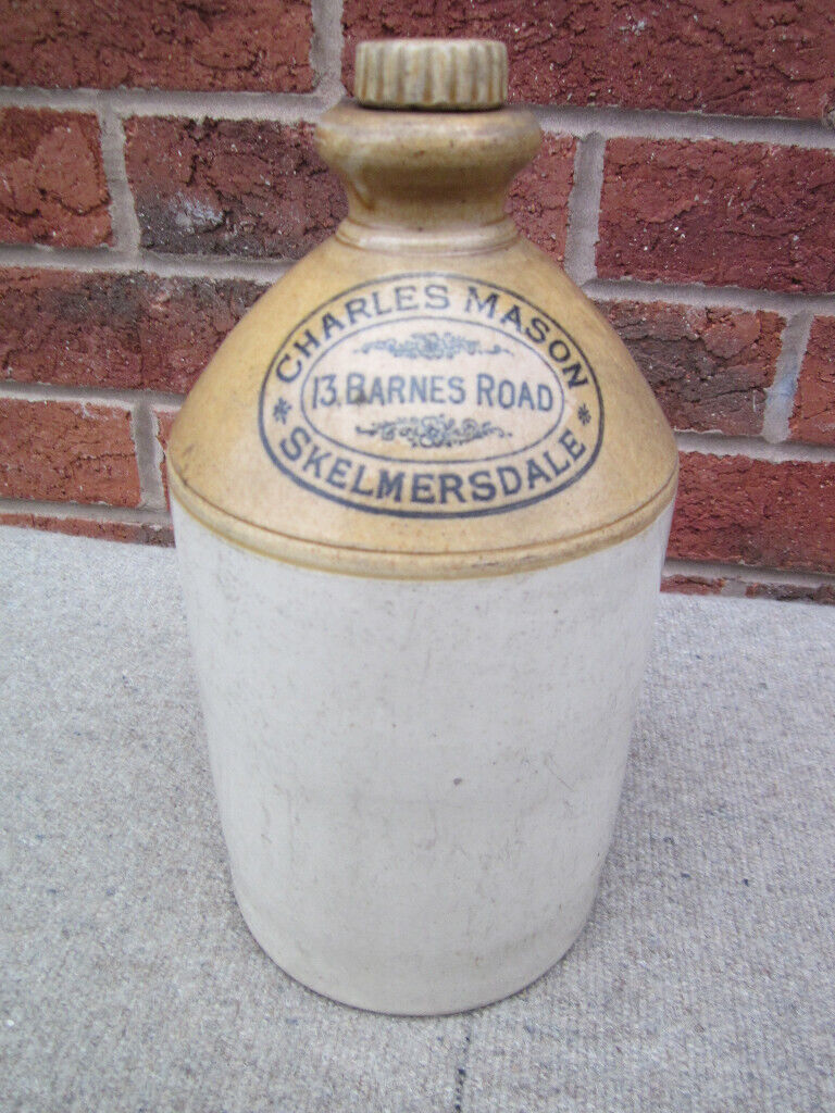 Antique Saltglazed Stoneware Flagon Jug Bottle
