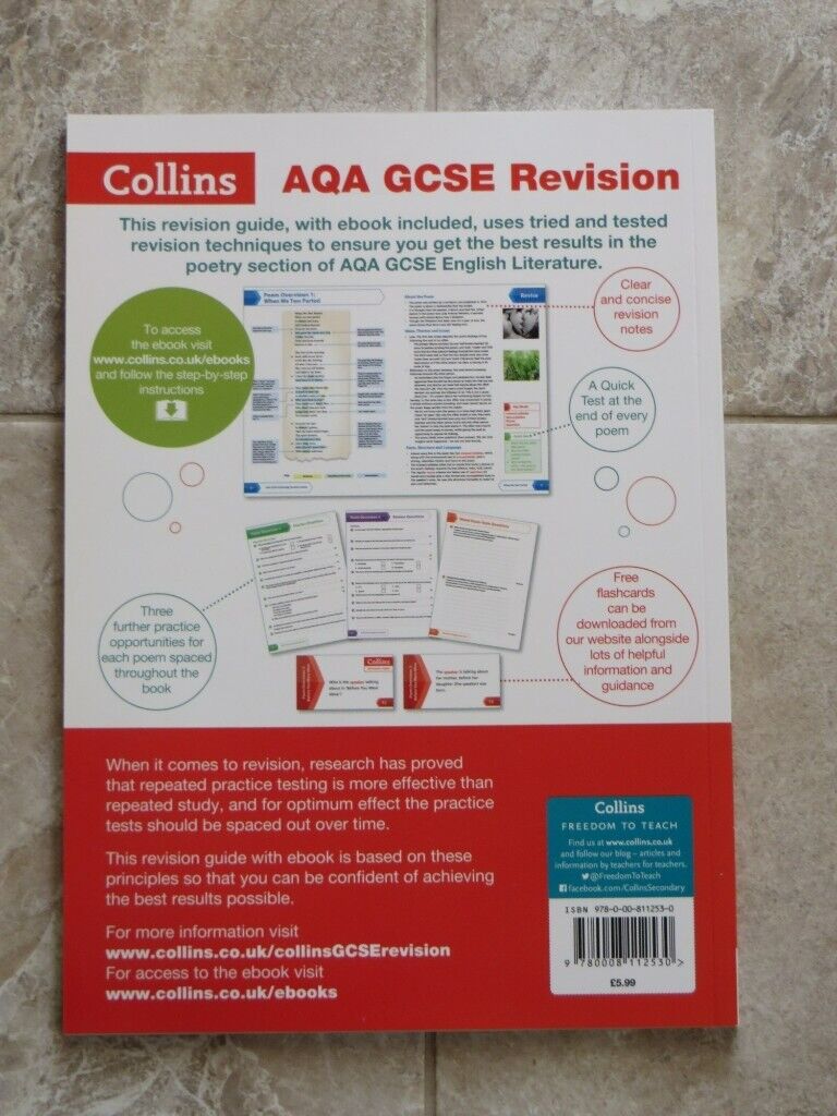 AQA GCSE English  Revision Poetry IMMACULATE CONDITION