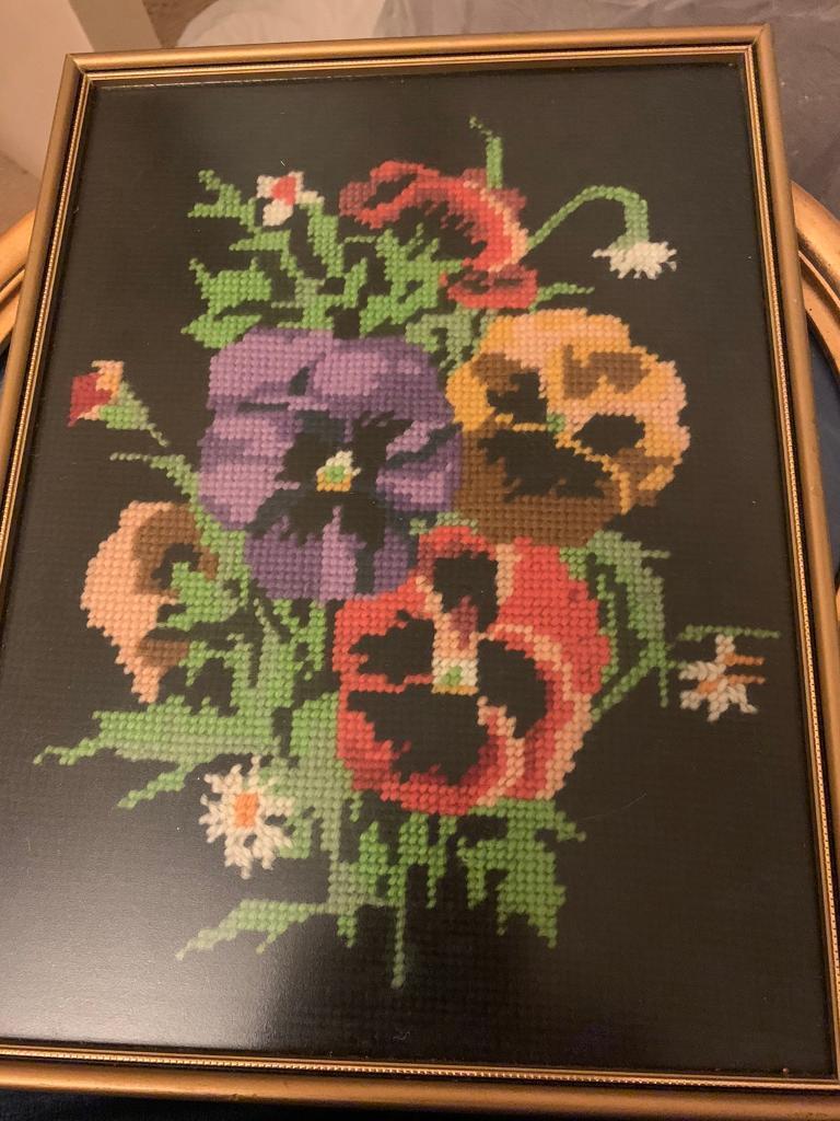 image for  Rememrance Tapestry picture frame poppy poppies handmade embroidered 