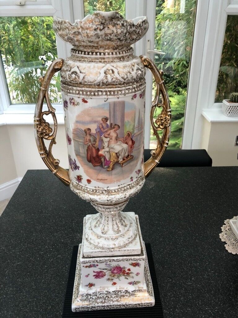image for A Large 'Kauffmann'  Brightly Coloured Antique Vase