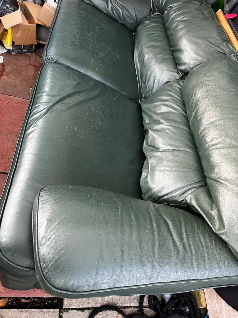 Green leather sofa 