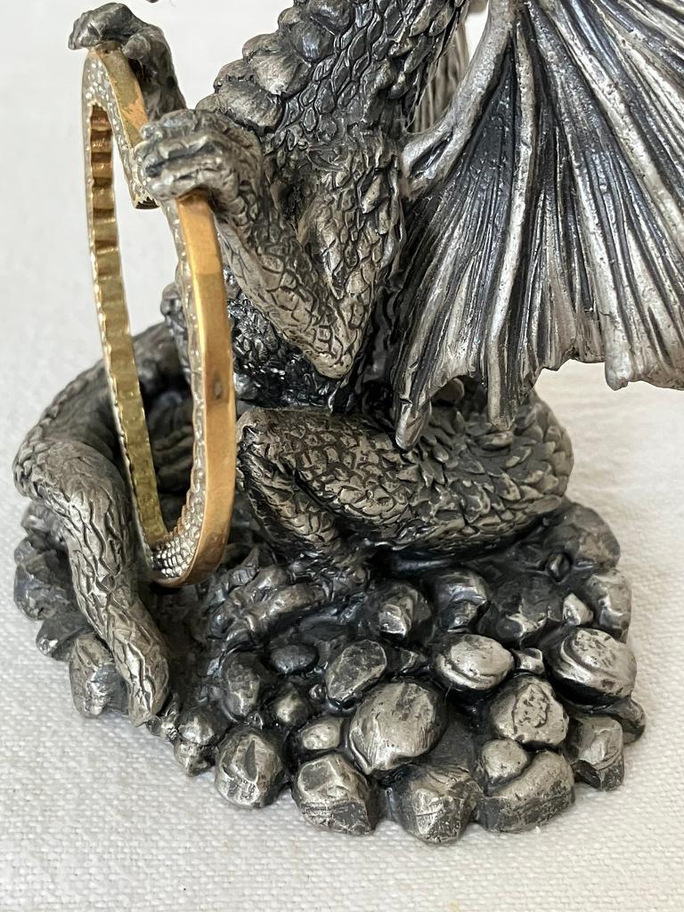 Tudor Mint Heavy Pewter Sculpture DRAGON OF THE HEART Myth and Magic 3887 Collectable 
