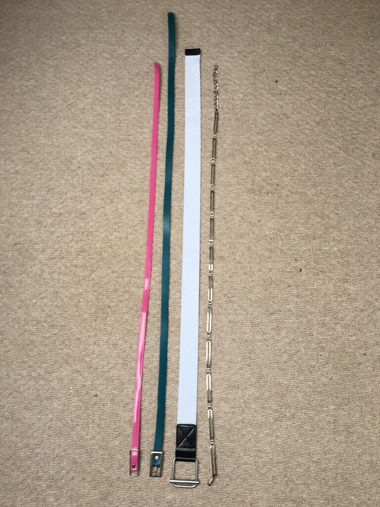 image for 4 women's belts, various designs: metal, white, pink, turquoise. Can post. £3 ovno lot