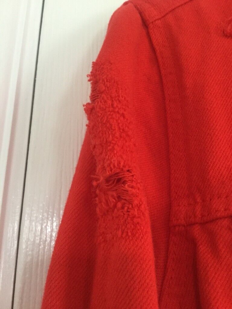 Zara red denim distressed jacket - still with tags