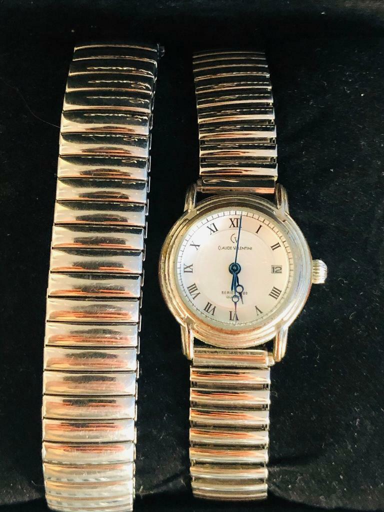 BNIB Claude Valentini Silver Quartz Series 3000 Bracelet Watch in Original Gift Box