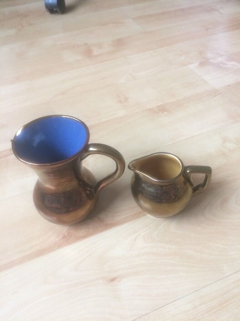 Beautiful antique Lancaster and Sandland little jug; Lustre ware small vases/ornaments vgc