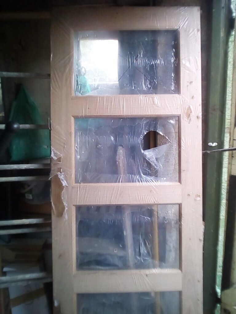 New oak door glass missing