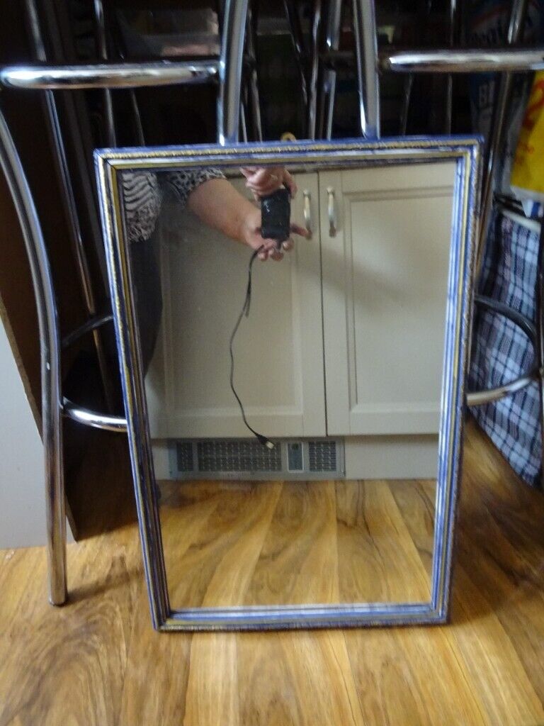 Oblong Mirror - Blue/gold