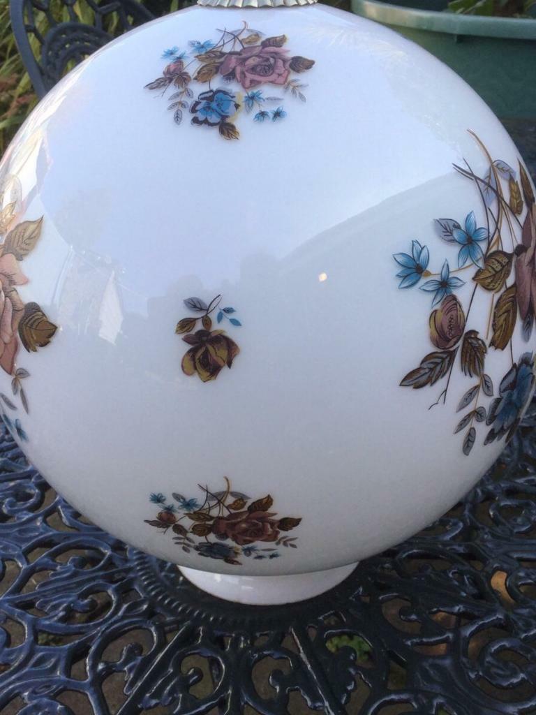 Large White Lighting Globe with Roses Pattern