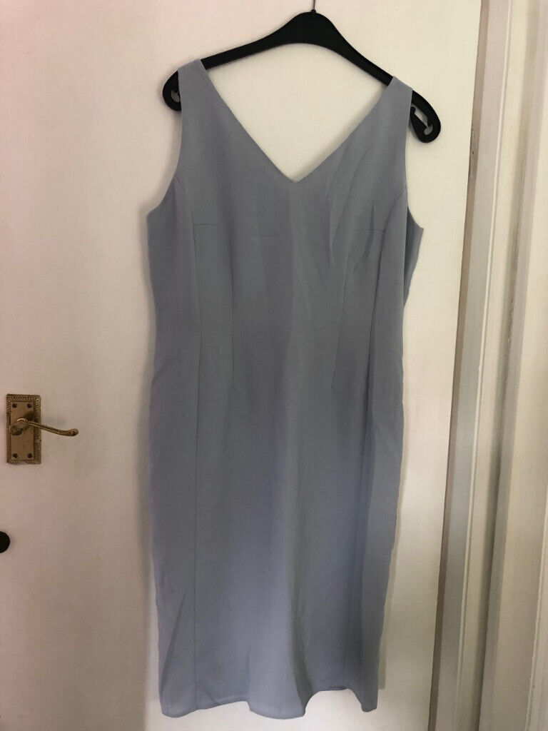 Sleeveless light blue fitted style dress with lining by Next.  Size 14.