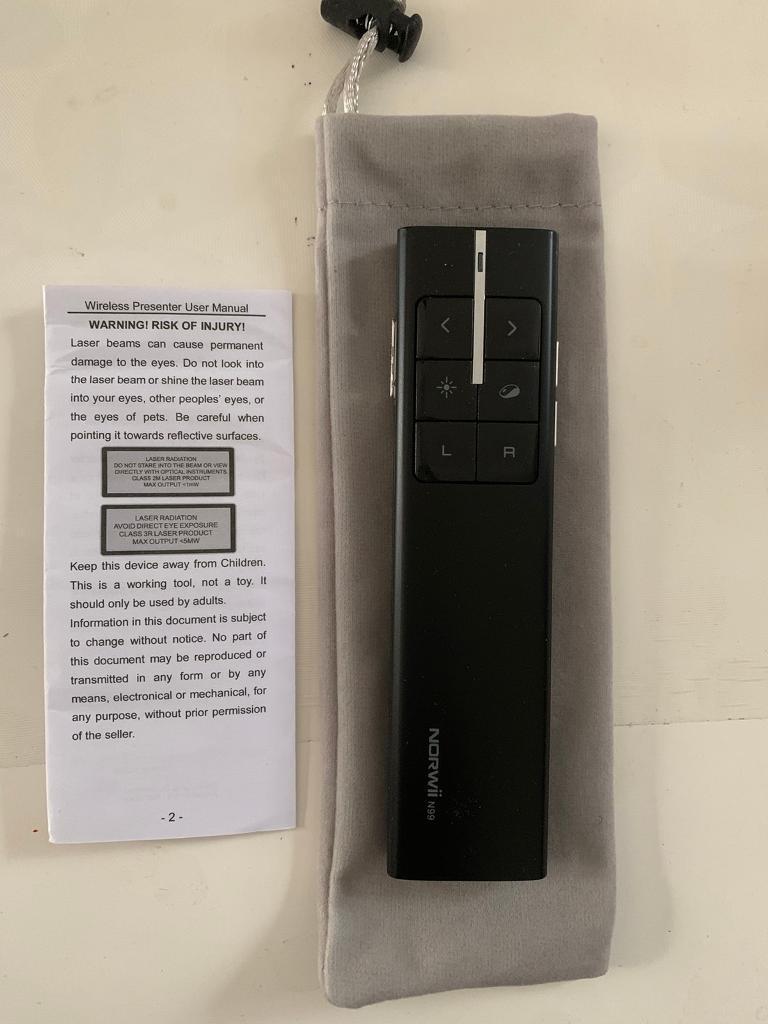 image for Norwii N99 wireless rechargeable presenter with Air Mouse