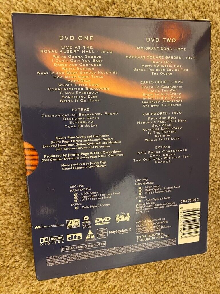 Led Zeppelin, in the 1970's live, 2 DVD's, two booklets, fold-out cover in as new condition