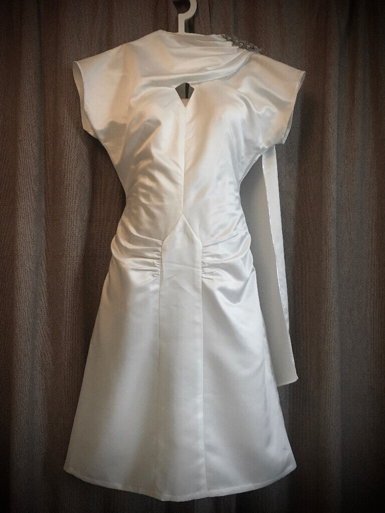 Stunning Unique Wedding Dress, Cocktail Dress, White Satin, 1930s Vogue Design
