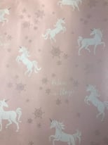 2x 10m roll pink Christmas wrapping paper