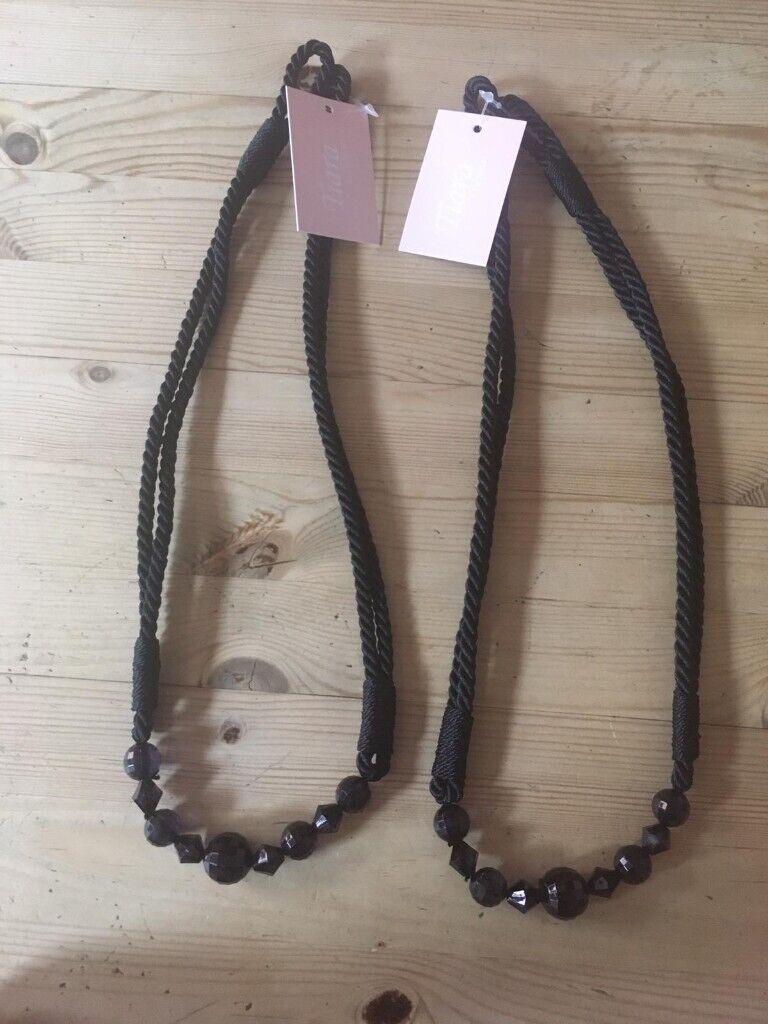 image for Tiara Curtain Tiebacks Black PAIR