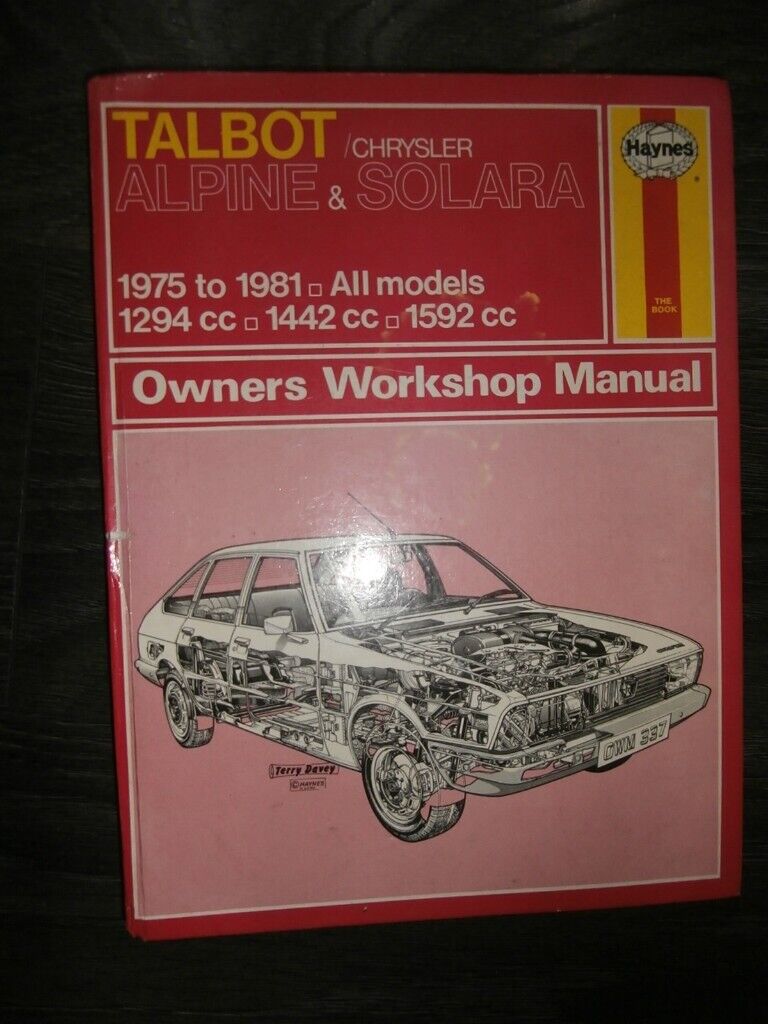 Haynes Manual for Talbot Chrysler Alpine & Solara