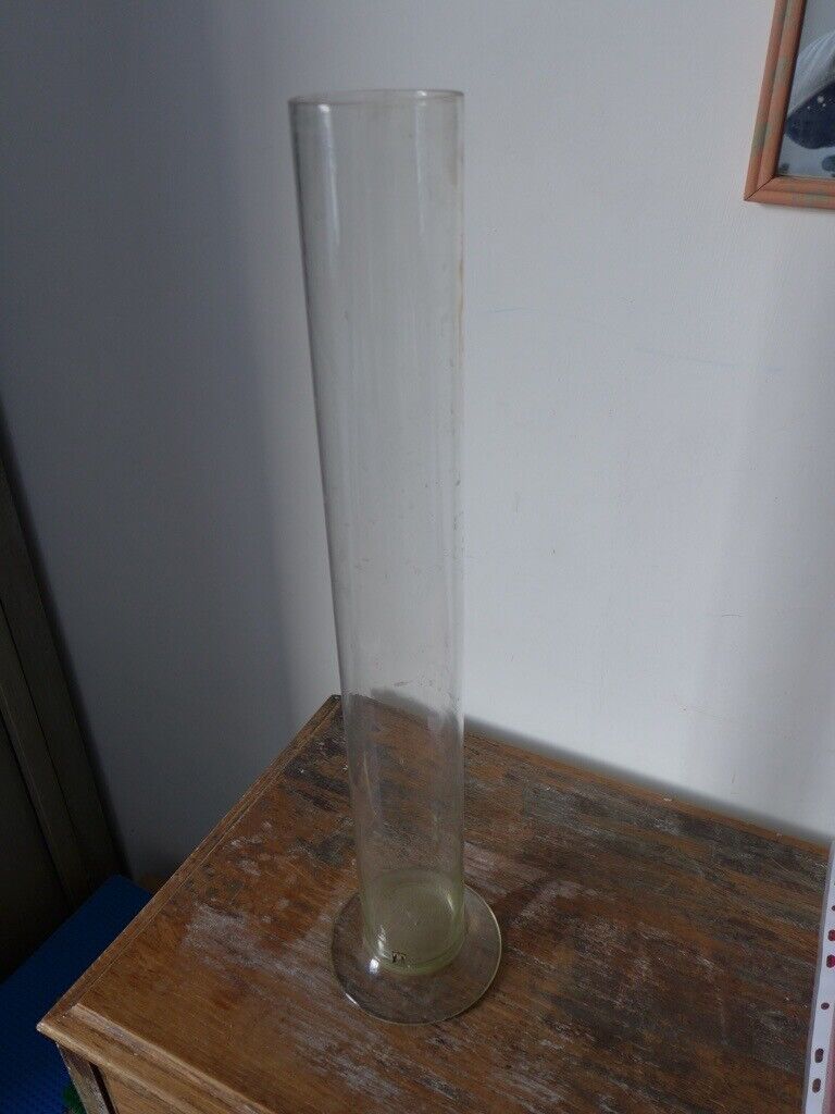 EXTRA TALL (58 cm) VINTAGE CYLINDRICAL GLASS JAR. GLASS VASE. GLASS CONTAINER. SPECIMEN JAR