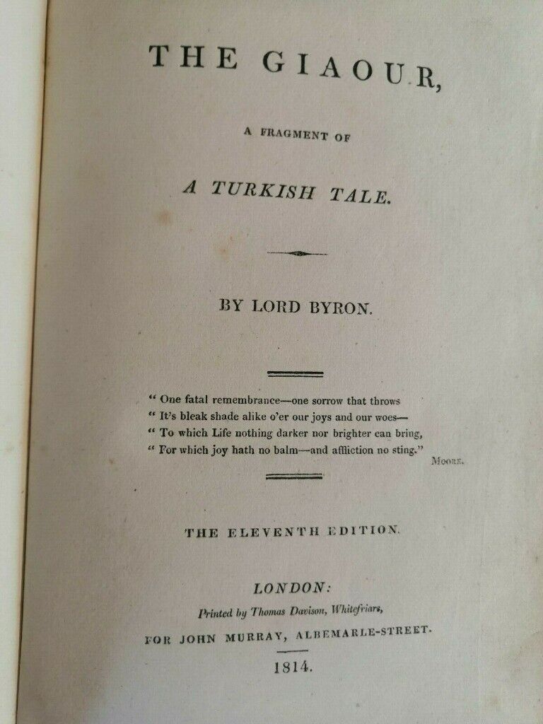 1814, Antique, Very Rare, Byron's Poems - Four Poems, Leather Bound Hardback